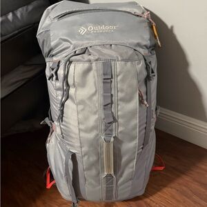 Gray camping Backpack with gear